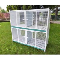 SET DE 2 CAGES POUR CHIENS ET CHATS 150X60 H 143 CM AVEC 4 PLACES AVEC PIEDS ET ROUES MOD. L60G+L60