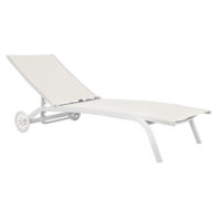 Tumbona de aluminio blanco textilene ecru CLAT52E con ruedas