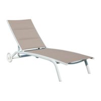 Tumbona tapizada en textileno de aluminio blanco con ruedas CLAT51T